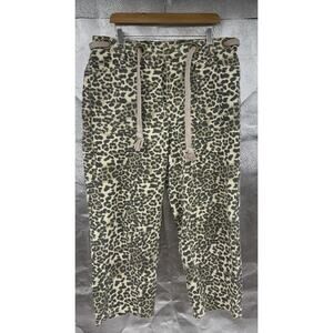 BIBI Boutique Leopard 100% Cotton Barrel Jeans Tie Waist Detail Womens Size XL
